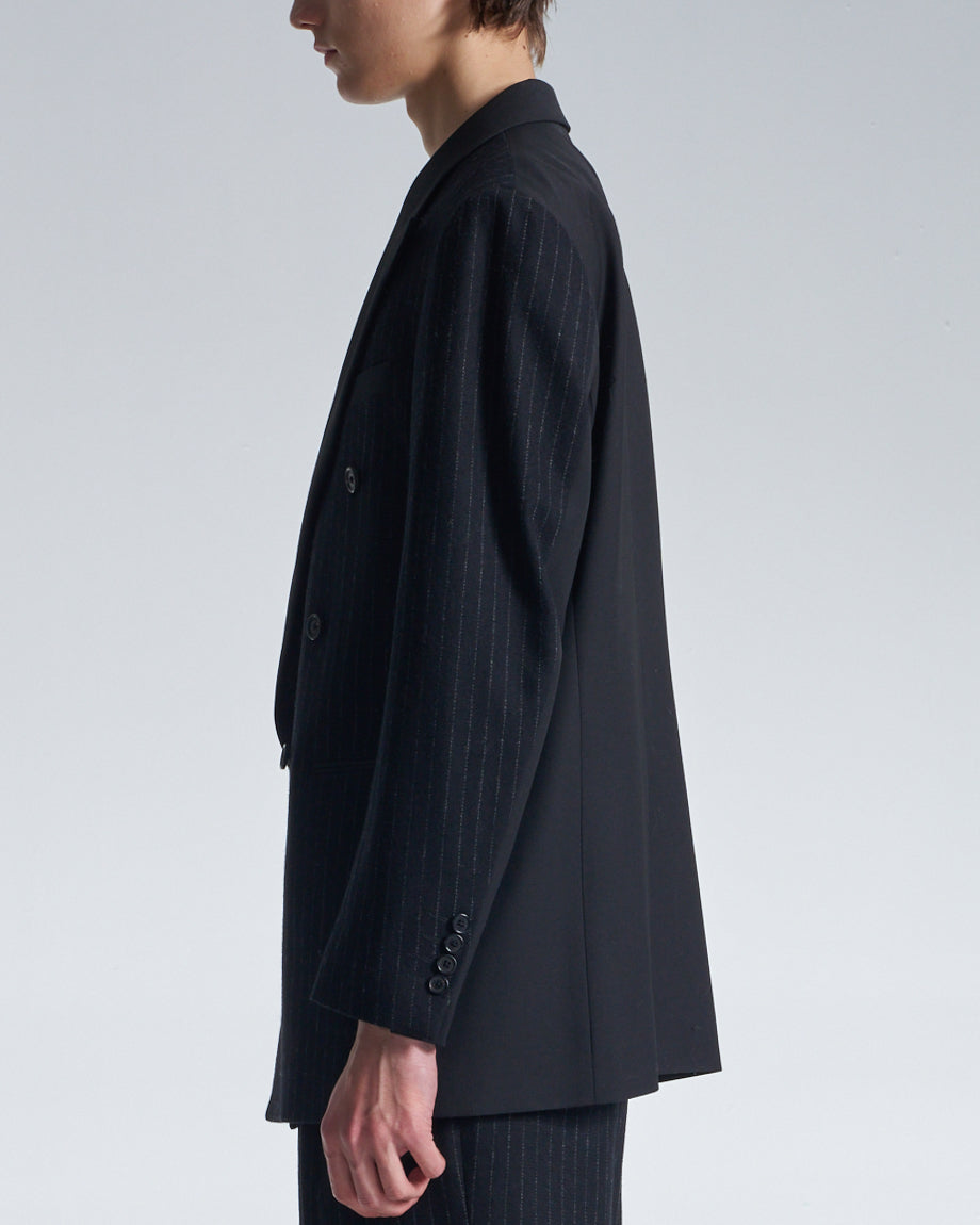 HARRISON WONG / Standard Fit DB Blazer With Stripe Fabric Contrast