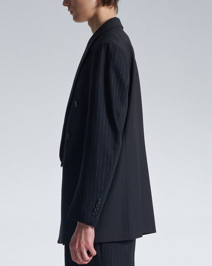 HARRISON WONG / Standard Fit DB Blazer With Stripe Fabric Contrast