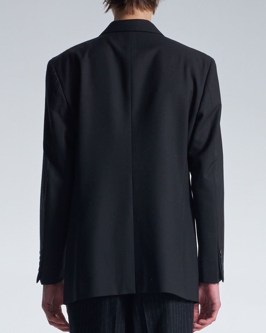 HARRISON WONG / Standard Fit DB Blazer With Stripe Fabric Contrast
