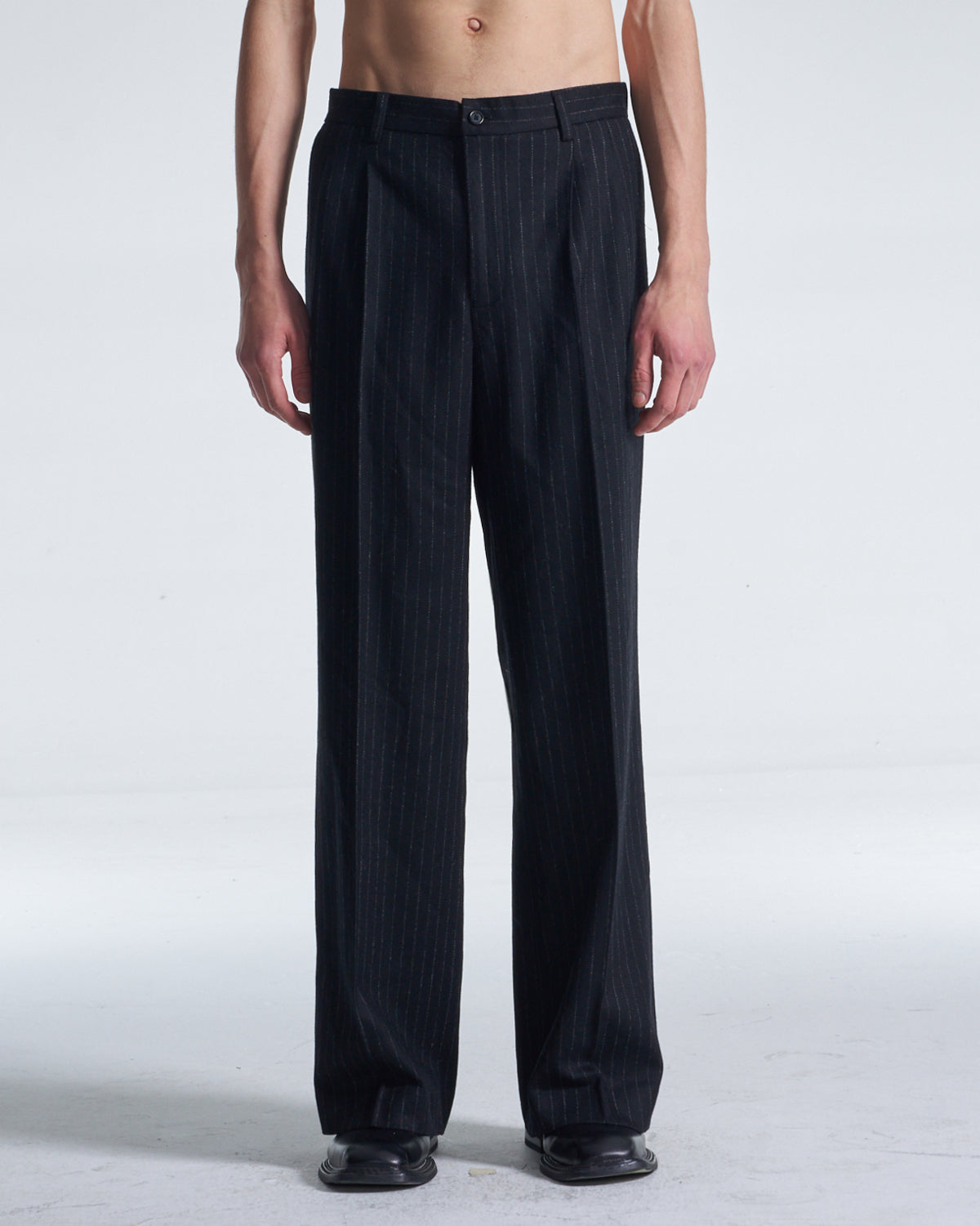 HARRISON WONG / Striped Wool Wide Leg Pants