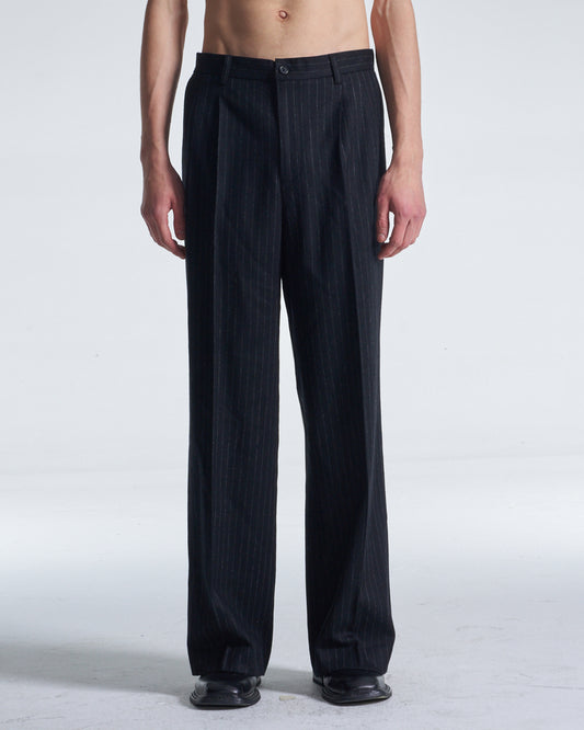 HARRISON WONG / Striped Wool Wide Leg Pants