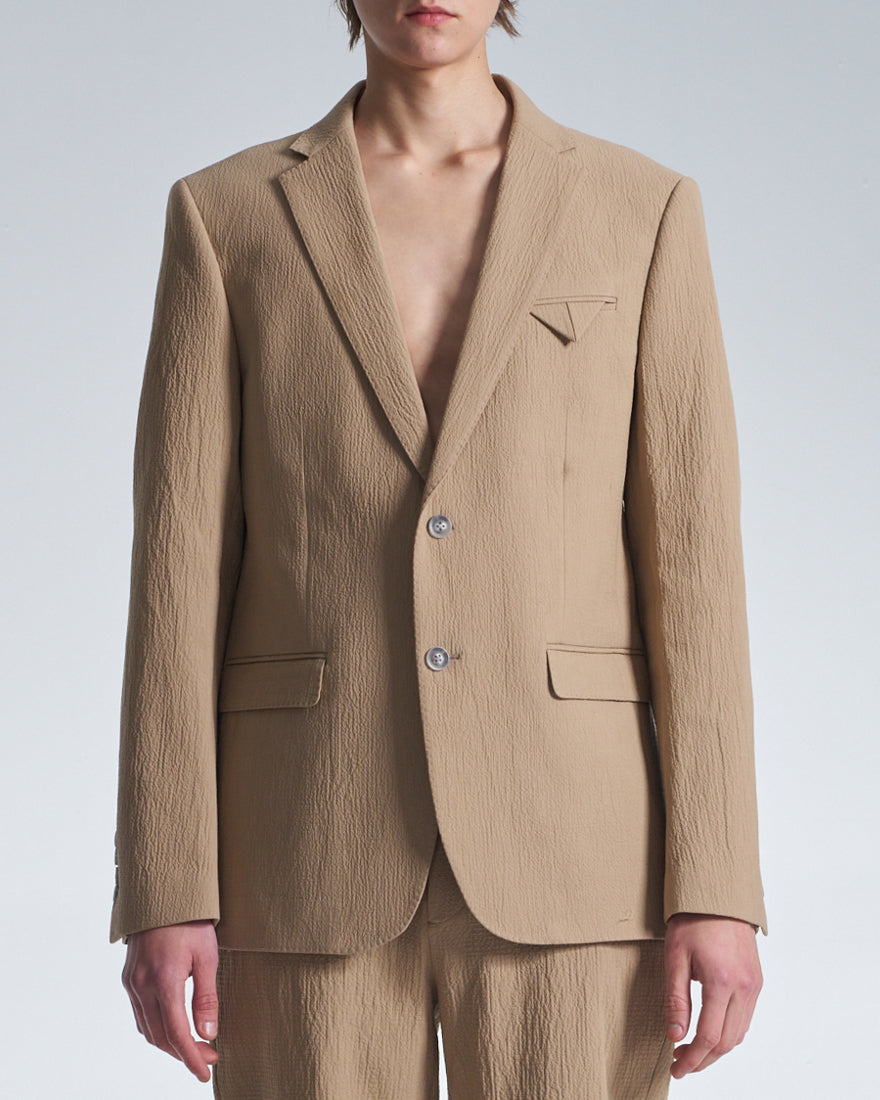 HARRISON WONG / Crepe Cotton Standard Fit Blazer - Peanut