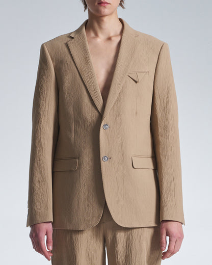 HARRISON WONG / Crepe Cotton Standard Fit Blazer - Peanut