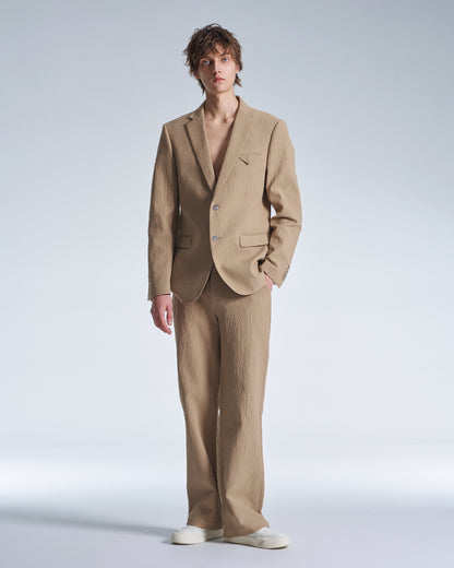 HARRISON WONG / Crepe Cotton Standard Fit Blazer - Peanut