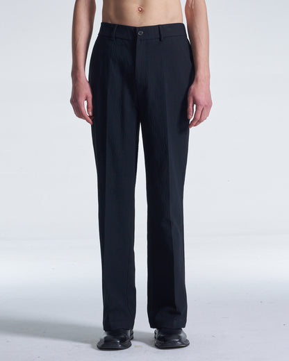 HARRISON WONG / Crepe Cotton Pants With Slight Bell Bottom - Black