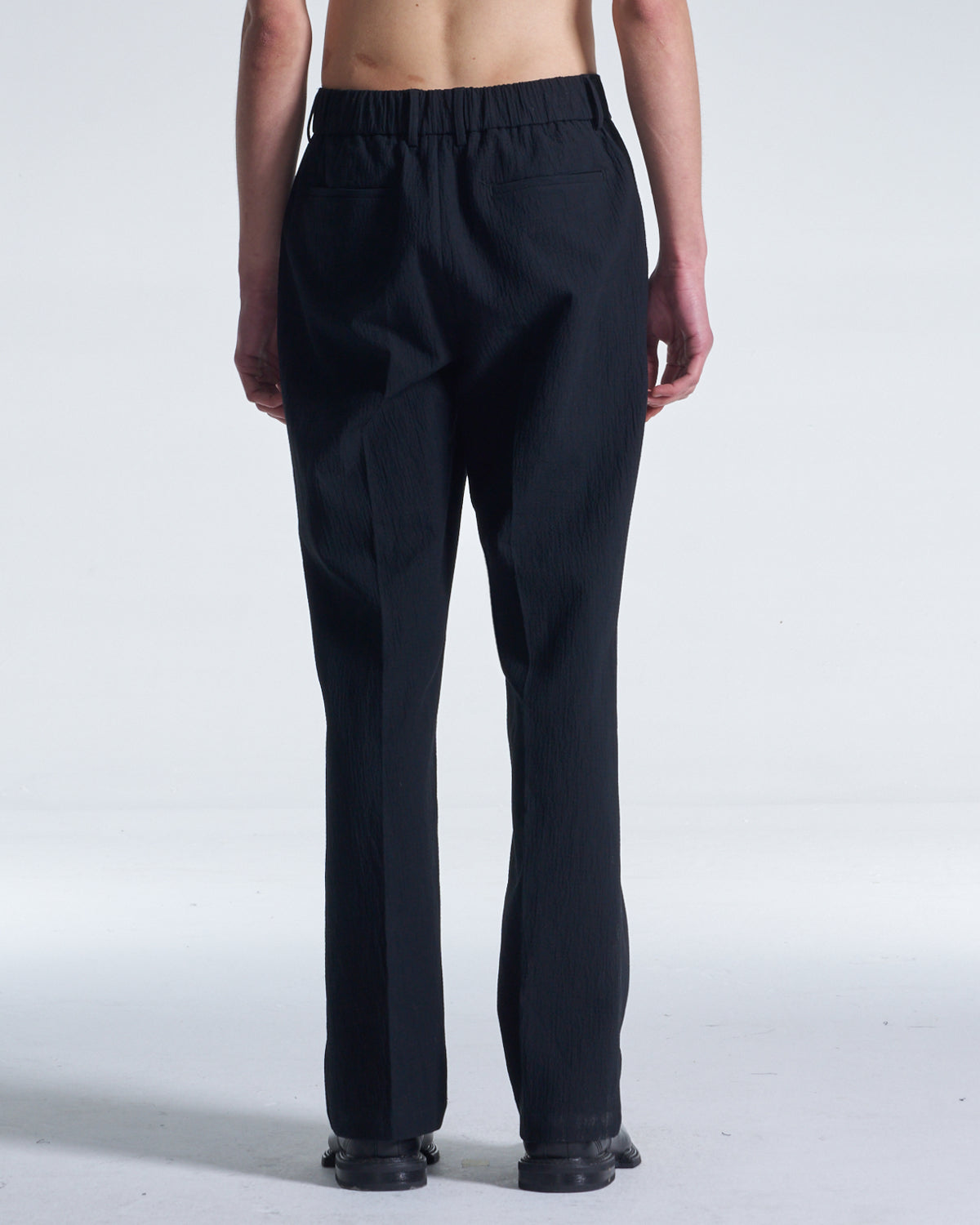 HARRISON WONG / Crepe Cotton Pants With Slight Bell Bottom - Black
