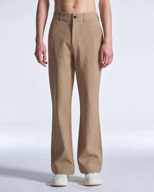 HARRISON WONG / Crepe Cotton Pants With Slight Bell Bottom - Peanut