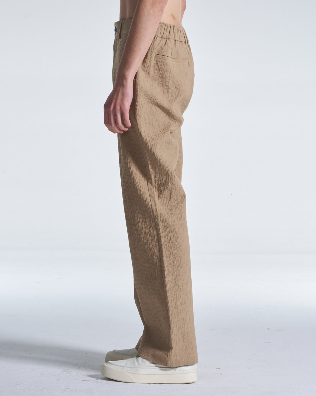 HARRISON WONG / Crepe Cotton Pants With Slight Bell Bottom - Peanut