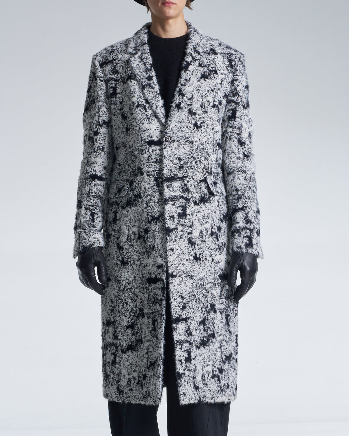 HARRISON WONG / Hairy Abstract Jacquard Long Coat