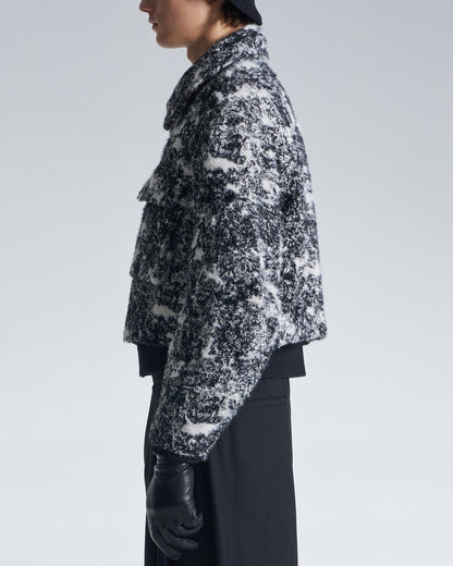 HARRISON WONG / Hairy Abstract Jacquard Cropped Zipper Jacket