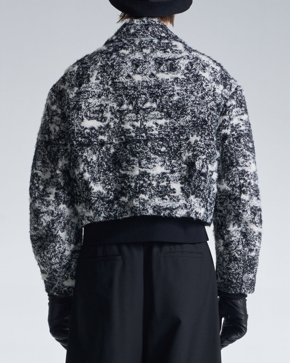 HARRISON WONG / Hairy Abstract Jacquard Cropped Zipper Jacket