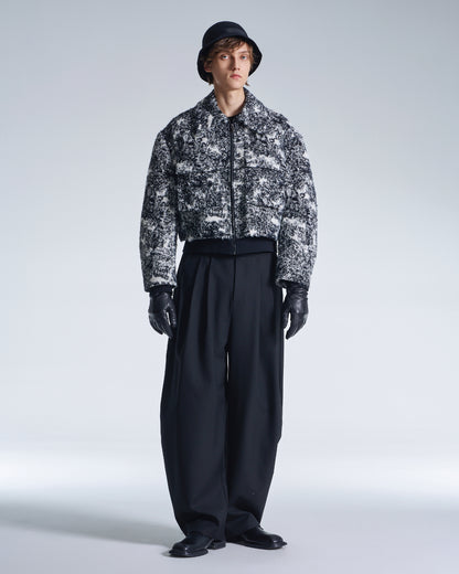 HARRISON WONG / Hairy Abstract Jacquard Cropped Zipper Jacket