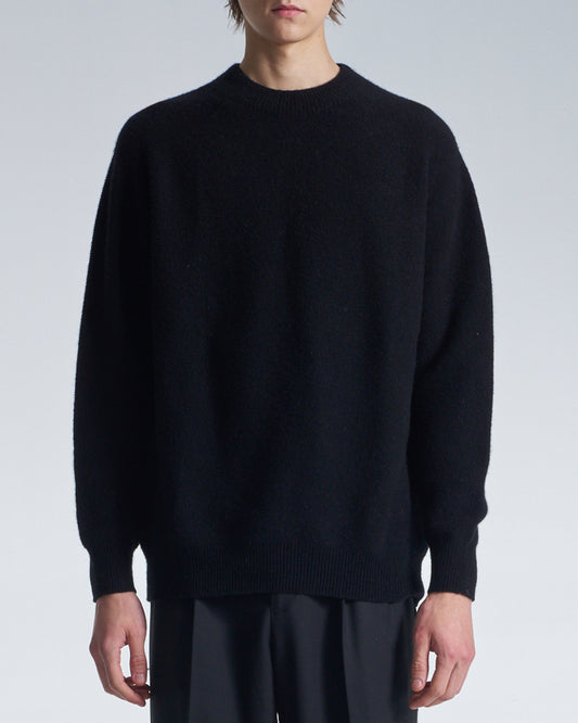 HARRISON WONG / Basic Wool Sweater With Horizontal Weave - Black