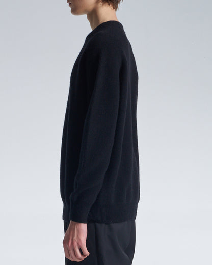 HARRISON WONG / Basic Wool Sweater With Horizontal Weave - Black