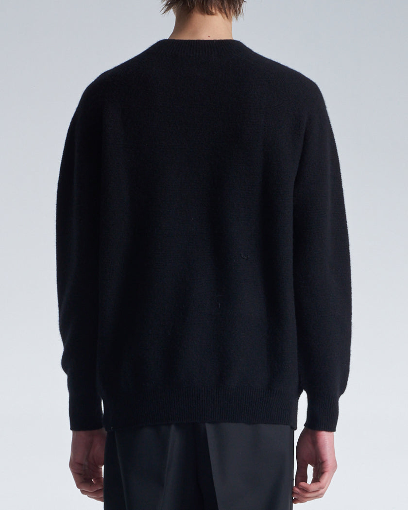 HARRISON WONG / Basic Wool Sweater With Horizontal Weave - Black