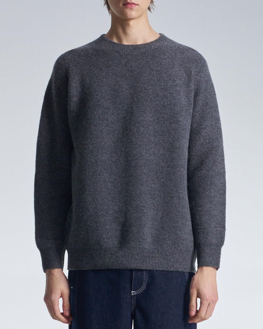 HARRISON WONG / Basic Wool Sweater With Horizontal Weave - Grey