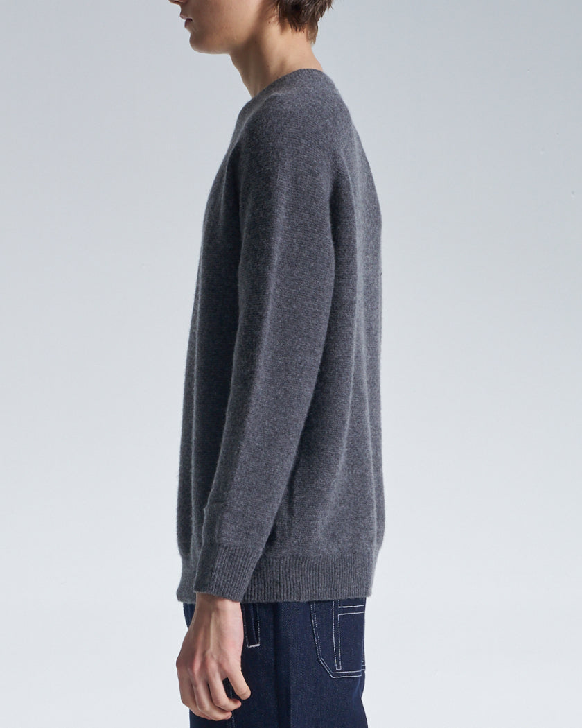 HARRISON WONG / Basic Wool Sweater With Horizontal Weave - Grey