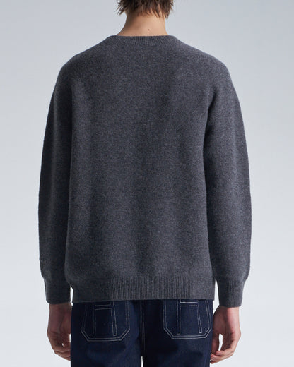 HARRISON WONG / Basic Wool Sweater With Horizontal Weave - Grey