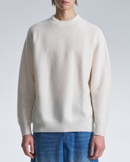 HARRISON WONG / Basic Wool Sweater With Horizontal Weave - White