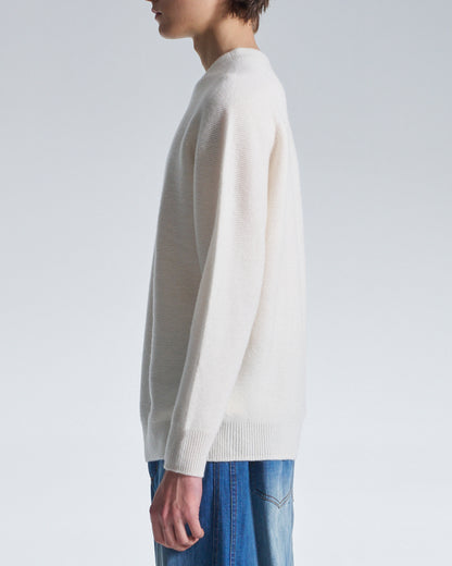 HARRISON WONG / Basic Wool Sweater With Horizontal Weave - White