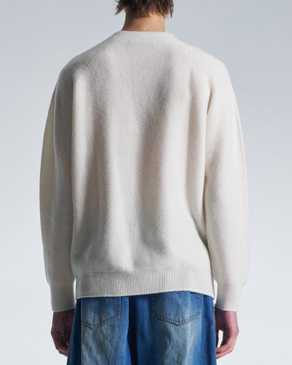 HARRISON WONG / Basic Wool Sweater With Horizontal Weave - White