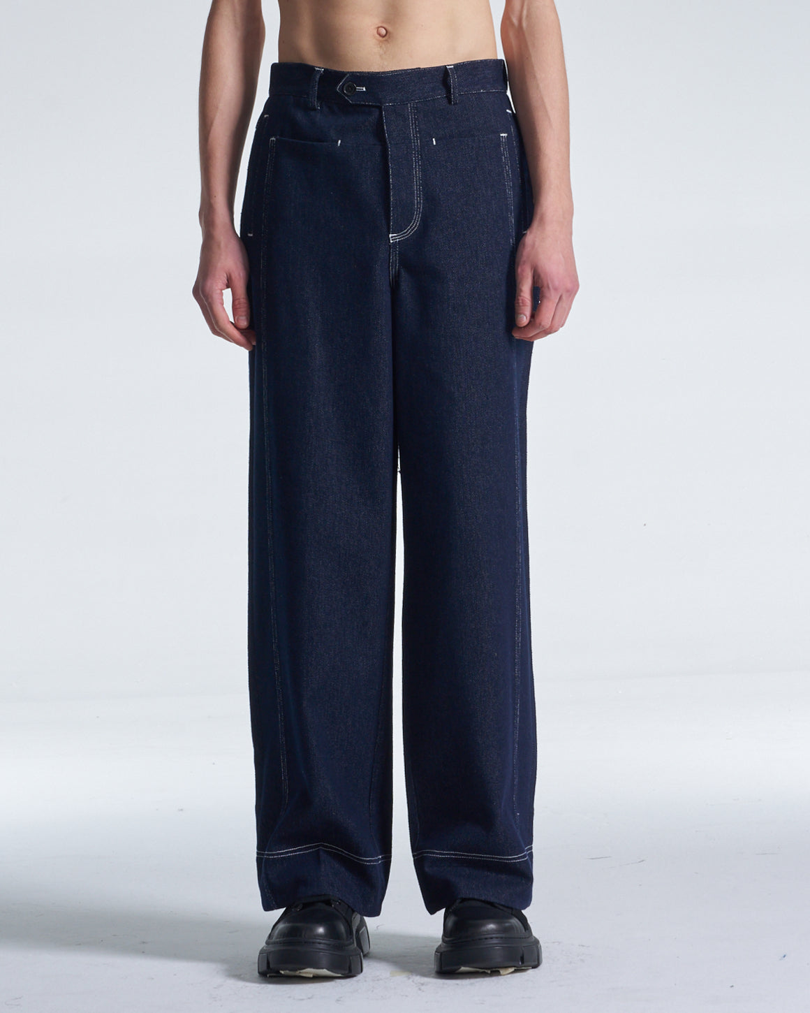 HARRISON WONG / Wide Leg Denim Pants - Navy