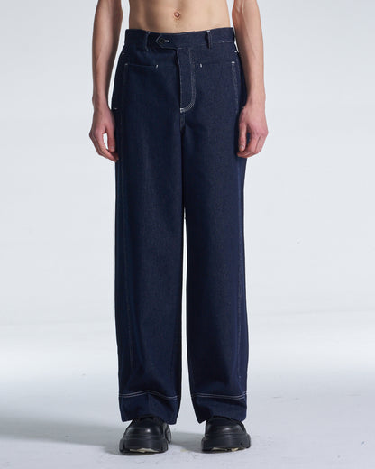 HARRISON WONG / Wide Leg Denim Pants - Navy