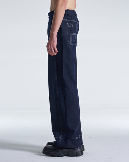 HARRISON WONG / Wide Leg Denim Pants - Navy