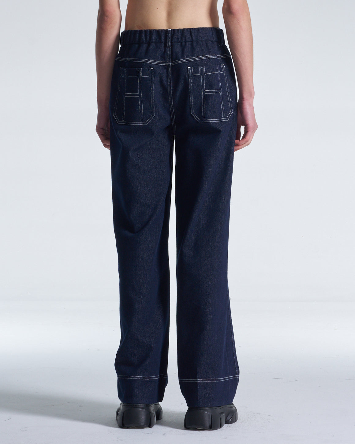 HARRISON WONG / Wide Leg Denim Pants - Navy