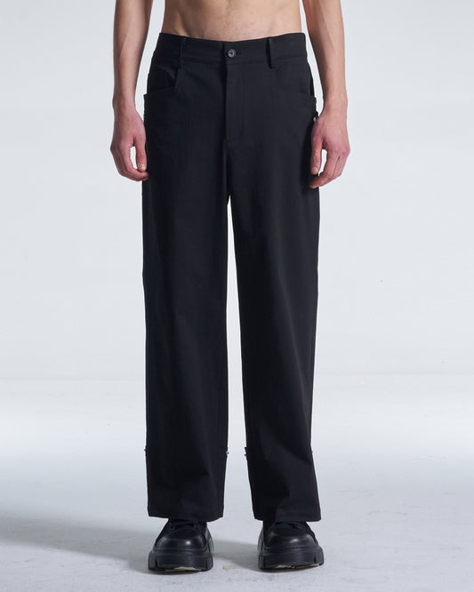 HARRISON WONG / Wide Leg Cotton Pants With Big Back Pockets - Black