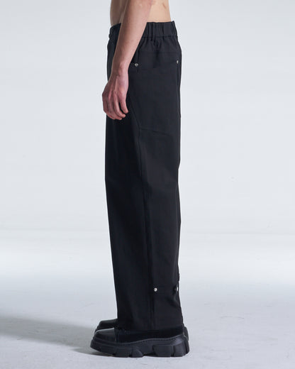 HARRISON WONG / Wide Leg Cotton Pants With Big Back Pockets - Black