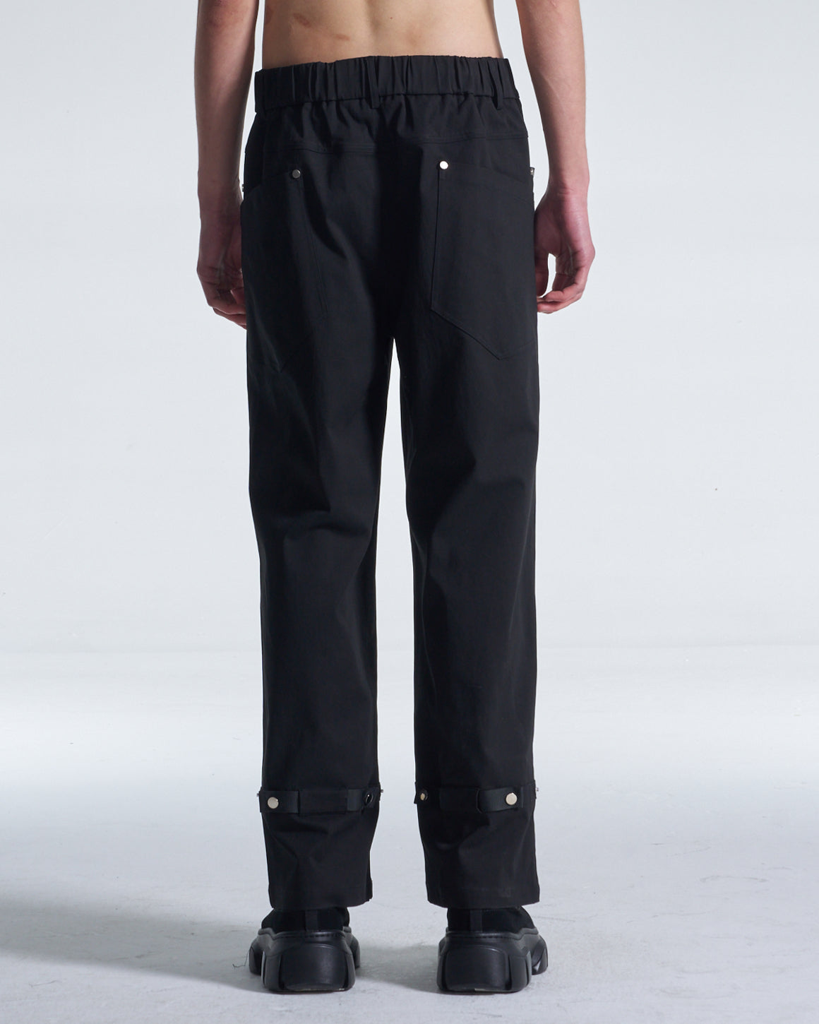 HARRISON WONG / Wide Leg Cotton Pants With Big Back Pockets - Black