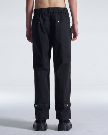 HARRISON WONG / Wide Leg Cotton Pants With Big Back Pockets - Black