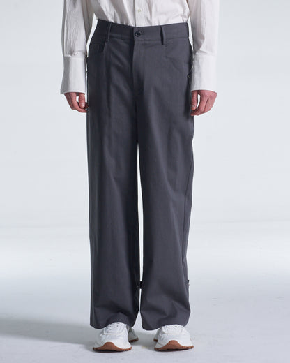 HARRISON WONG / Wide Leg Cotton Pants With Big Back Pockets - Grey