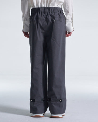 HARRISON WONG / Wide Leg Cotton Pants With Big Back Pockets - Grey