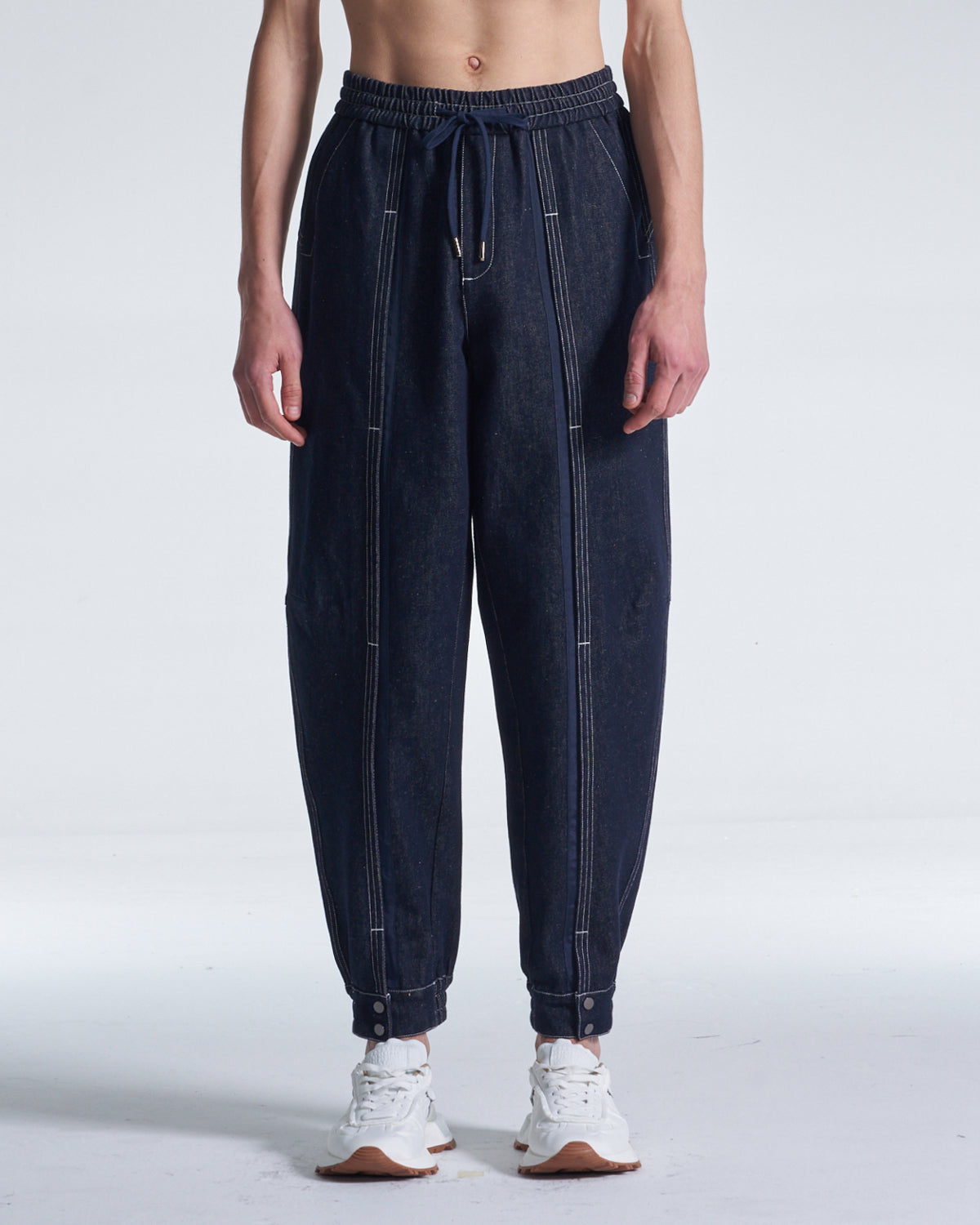 HARRISON WONG / Wide Leg Cotton Pants With Big Back Pockets