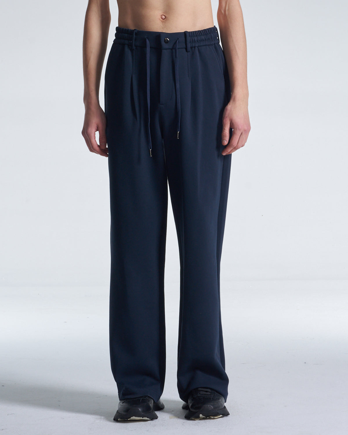 HARRISON WONG / Honeycomb Knit Wide Leg Pants - Navy
