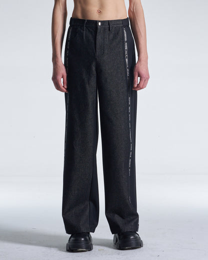 HARRISON WONG / Wool Pants With Denim Contrast - Black