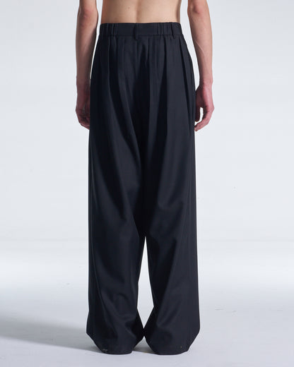 HARRISON WONG / Wide Leg Wool Pants With Multi Pleats - Black