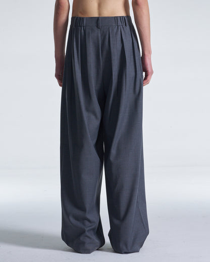 HARRISON WONG / Wide Leg Wool Pants With Multi Pleats - Grey