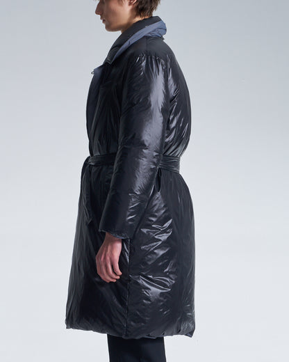 HARRISON WONG / Reversible Down Coat With Belt - Black × Grey