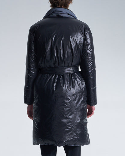 HARRISON WONG / Reversible Down Coat With Belt - Black × Grey