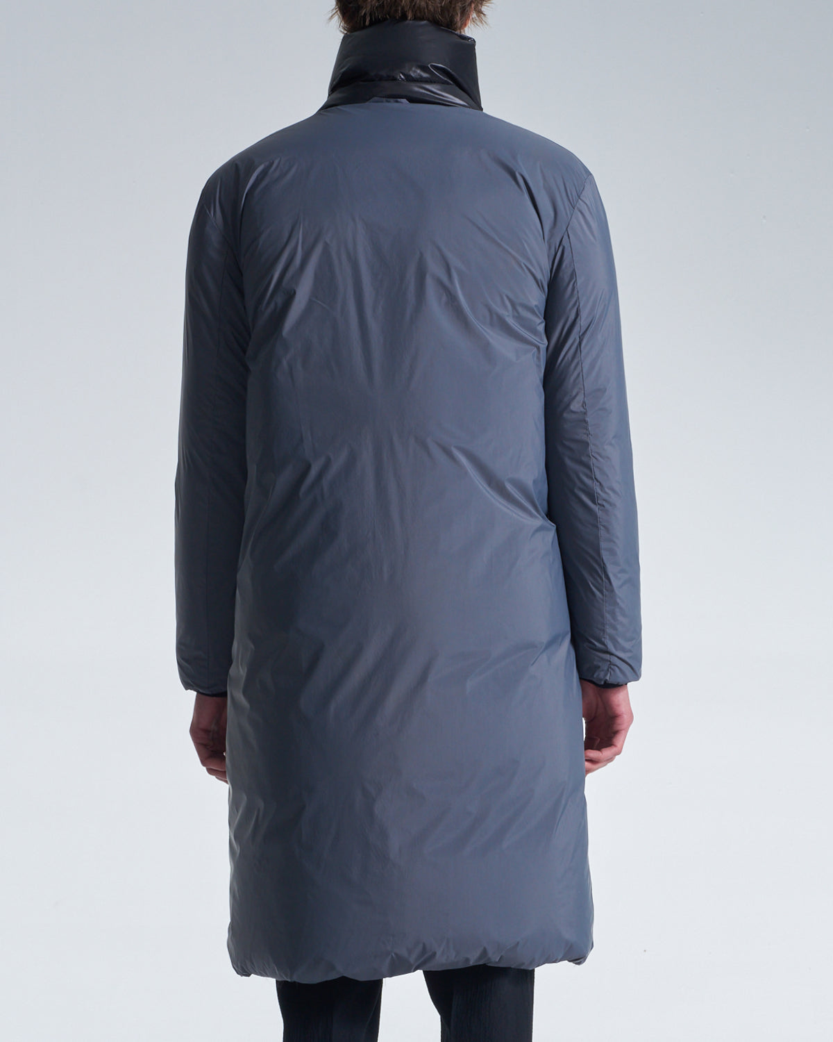 HARRISON WONG / Reversible Down Coat With Belt - Black × Grey