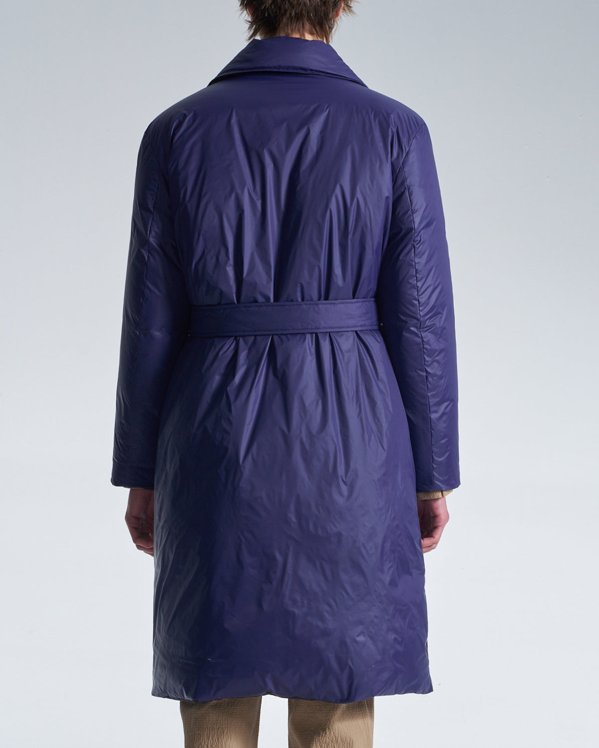 HARRISON WONG / Reversible Down Coat With Belt - Navy × Black