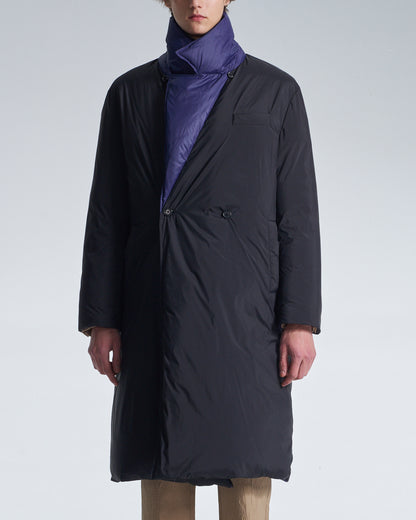 HARRISON WONG / Reversible Down Coat With Belt - Navy × Black