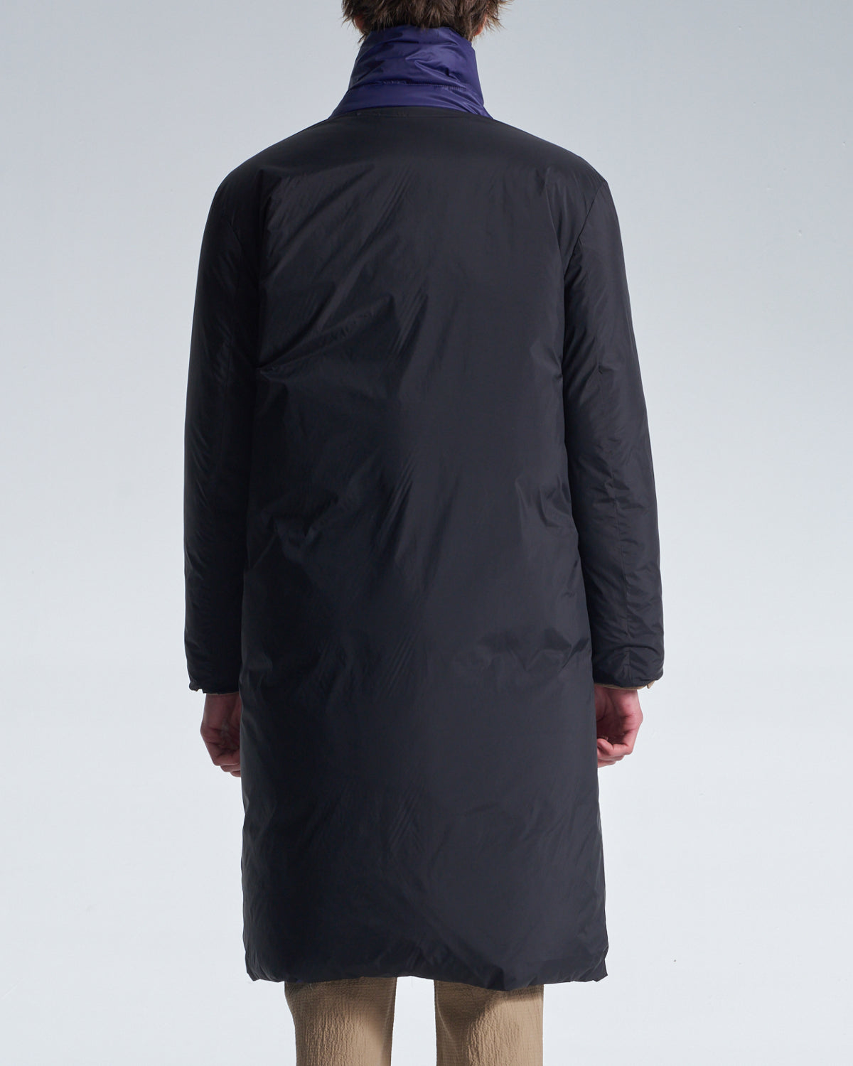 HARRISON WONG / Reversible Down Coat With Belt - Navy × Black