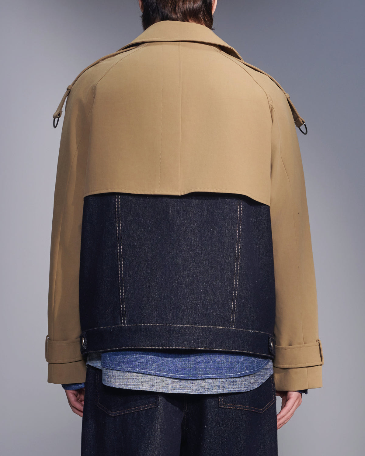 HARRISON WONG / Deconstructed Cropped Trench Jacket With Denim