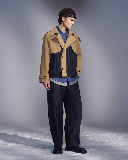 HARRISON WONG / Deconstructed Cropped Trench Jacket With Denim