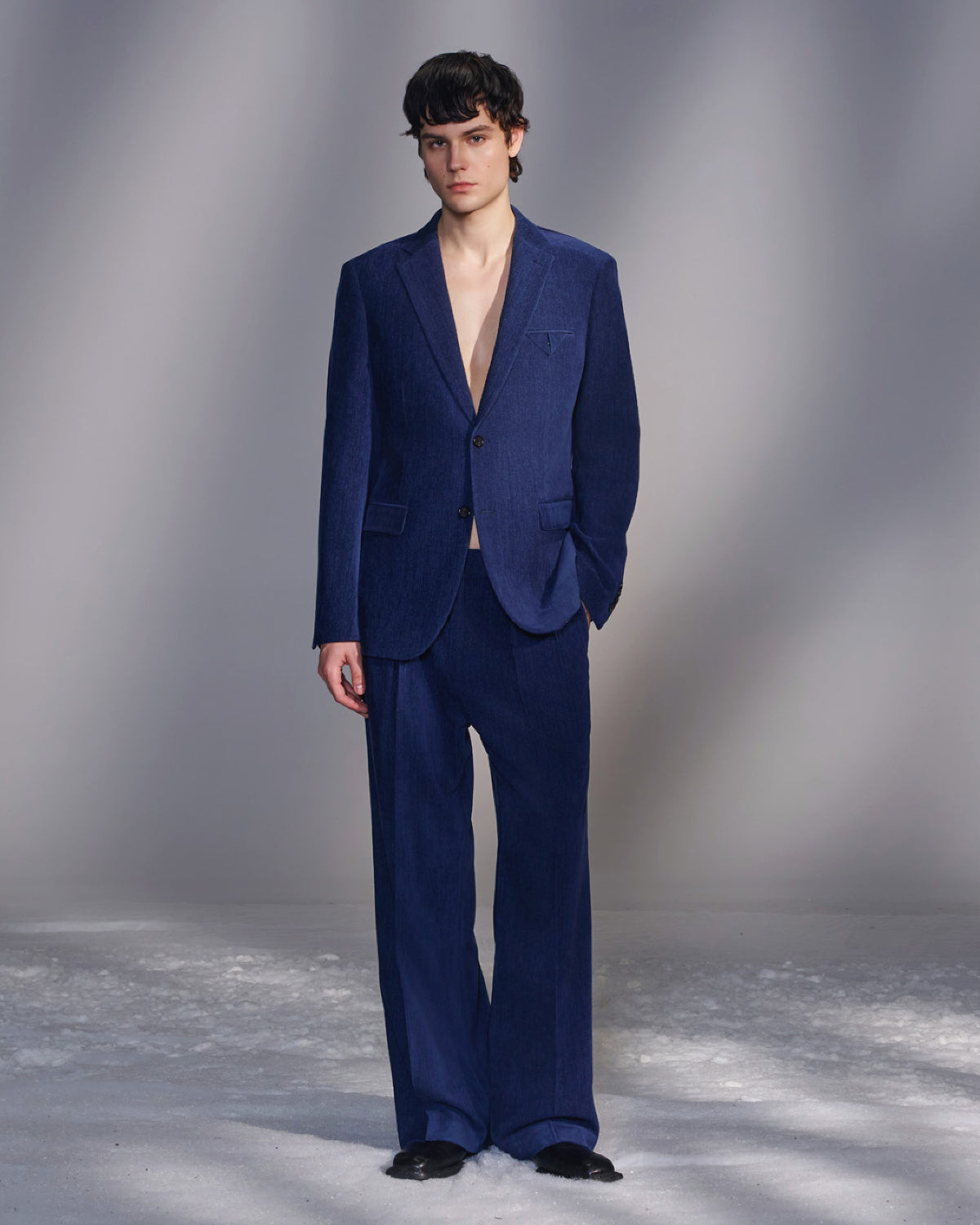 HARRISON WONG / Moleskin Tailored Suit Pants - Blue