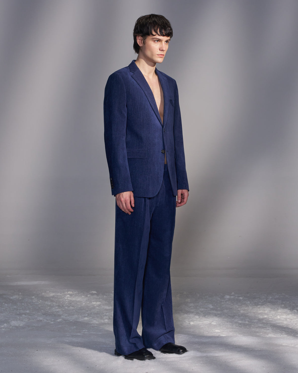 HARRISON WONG / Moleskin Tailored Suit Pants - Blue